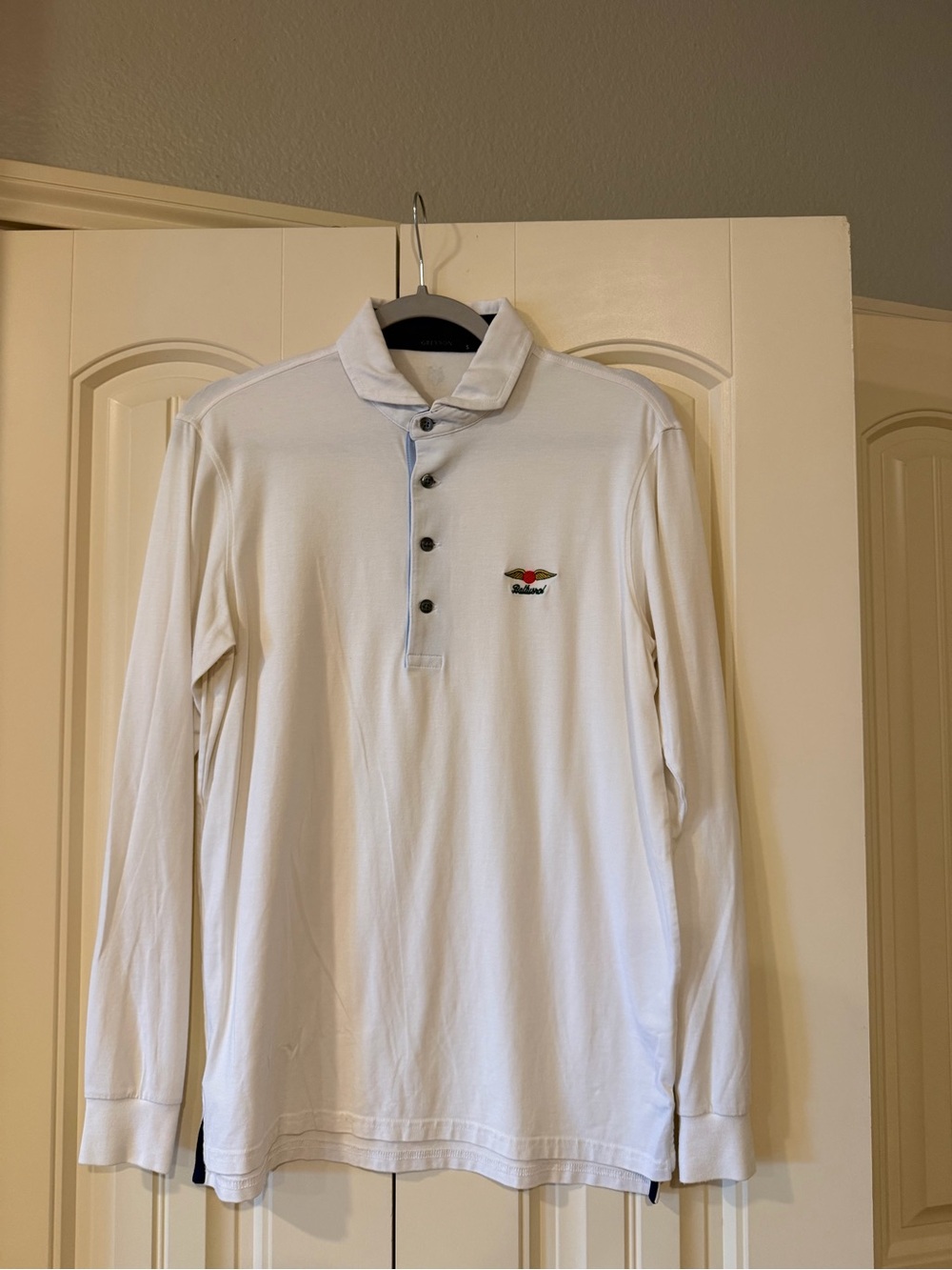 Greyson White Long-Sleeve Polo with baltusrol logo
